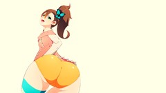 Ass Characters anime girls green eyes Simple Background