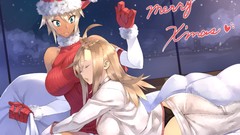 Ass Christmas Anime blondes blush long hair anime girls yuri 