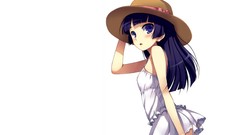 Ass dress long hair anime girls blue eyes white dress bare 