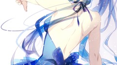 Ass dress white background blue hair long hair hatsune miku 