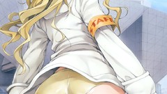 Ass glasses blondes anime girls panties artwork thigh highs 