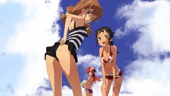 Ass glasses long hair anime girls brunettes skies ano natsu de 