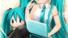 Ass headphones glasses Laptops sitting stockings skirts blue 