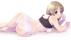 Ass long hair anime girls lingerie brown eyes brunettes bra 