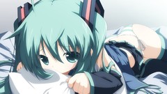 Ass pillows skirts long hair green eyes hatsune miku vocaloid 