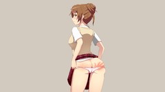 Ass red eyes anime girls school uniforms panties Simple 