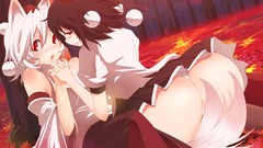 Ass red eyes anime girls touhou animal ears shameimaru aya 