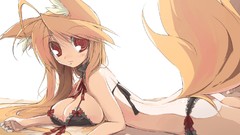 Ass red eyes blondes anime girls bra animal ears tails 