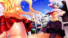Ass red eyes blondes skirts anime girls panties Ben-To Yarizui 
