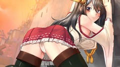 Ass skirts black hair underwear panties boobs kantai collection 