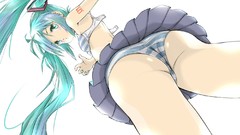 Ass white background tattoos skirts long hair lingerie green 