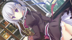 Ass white hair anime girls purple eyes panties