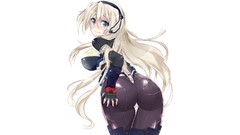 Ass white hair long hair anime girls blue eyes Kyoukai Senjou 