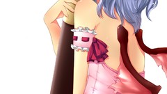 Ass wings Anime red eyes blue hair anime girls short hair 