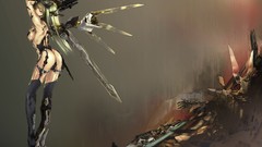 Ass wings long hair anime girls green hair cleavage