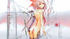 Ass wings red eyes tattoos pink hair long hair anime girls 