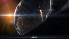 Asteroids planets space shuttle outer space