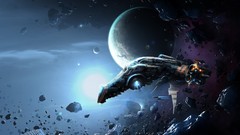 Asteroids planets spaceships vehicles outer space