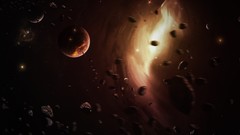 Asteroids rocks planets skies outer space digital art