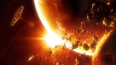 Asteroids space station planets science fiction outer space