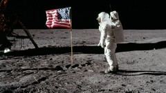 Astronauts American Flag Moon