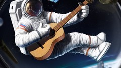 Astronauts guitars outer space artwork