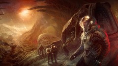 Astronauts sunlight science fiction artwork alien landscapes