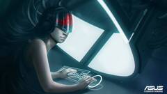 asus republic of gamers futuristic helmet virtual reality Women