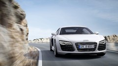 Audi cars front roads rocks sports cars white cars Audi R8 V10