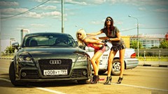 Audi woman brunettes panties girls with cars