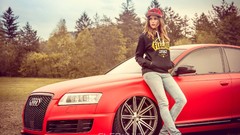 Audi woman hats red cars