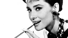 Audrey Hepburn Actress smoking grayscale