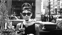 Audrey Hepburn sunglasses grayscale