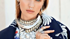 August Russia fashion earrings blondes blue coat green eyes 