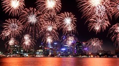 Australia fireworks cities long exposure