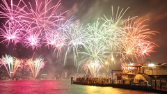 Australia fireworks cities long exposure