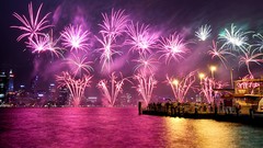 Australia fireworks cities long exposure
