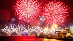 Australia fireworks cities long exposure