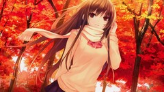 Autumn Anime scarfs anime girls seifuku coffee-kizoku