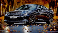 Autumn cars leaves nissan