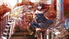 Autumn dress stairways Anime