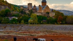 Autumn Horses georgia churches Ananuri
