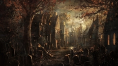 Autumn houses fantasy art