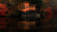 Autumn houses rivers