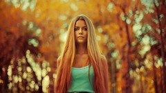 Autumn woman blondes long hair