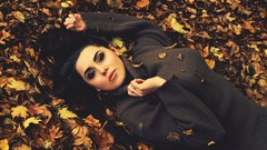 Autumn woman brunettes piercings sweaters