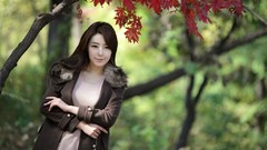 Autumn woman coat asians brunettes models Korean Jo Sang-Hee Jo 