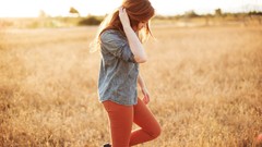 Autumn woman fashion green eyes danielle redheads fashion model 