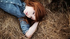 Autumn woman fashion green eyes danielle redheads fashion model 