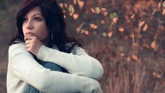 Autumn woman Glamour emotions brunettes models upscaled